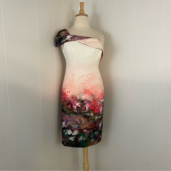 Black Halo Eve Asymmetrical Floral Sleeveless Shift Dress